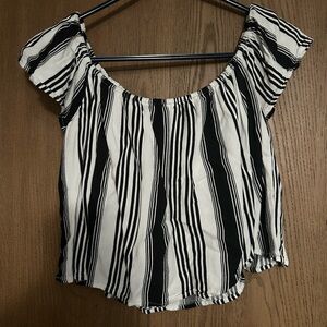 Black and White Striped Women's Top